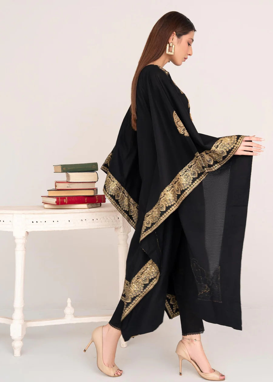 Black Gold Embroidered Block Printing Tassel Kaftan only !