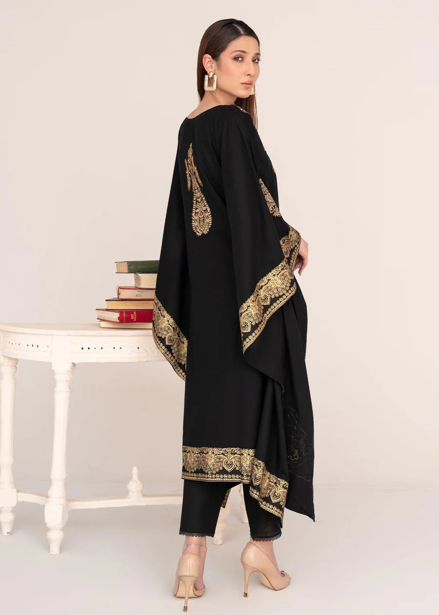 Black Gold Embroidered Block Printing Tassel Kaftan only !