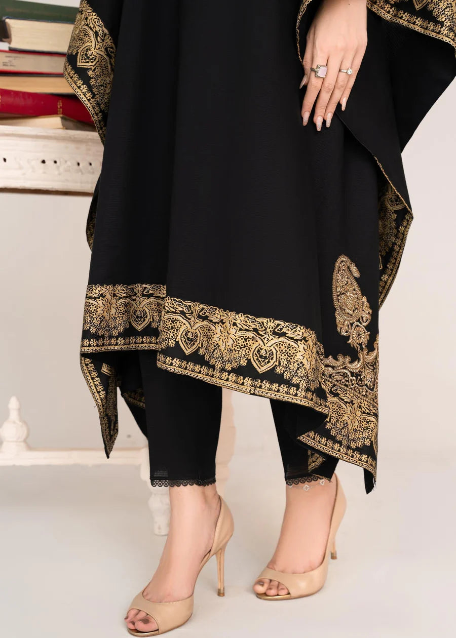 Black Gold Embroidered Block Printing Tassel Kaftan only !